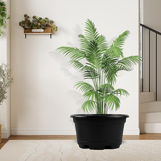 Outdoor Flower Pots 5 Packs 13 inch pots for Plants Modern Decorative Garden Pot with Saucer, Lightweight Large Resin Planters for Indoor Plants,Decorative Resin Plant pots