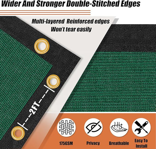 KANAGAWA 4ft x 50ft Privacy Screen Fence, 90% Blockage Heavy Duty 175 GSM Fencing Mesh Net Cover for Outdoor Wall Garden Yard Backyard 80 Cable Zip Ties Included Dark Green
