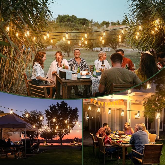 addlon 198FT(192+6) Solar String Lights Outdoor Waterproof - 60+4 LED Shatterproof Bulbs, 3 Modes, 8H Timeable, Dimmable, Outdoor Lights Solar Powered Patio Lights with Remote for Outside Porch Garden