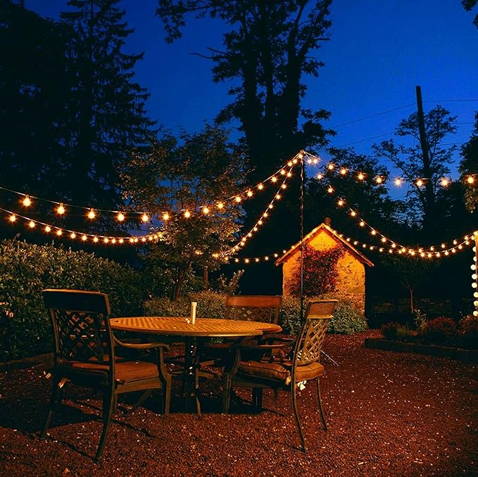 Vocevos Outdoor String Lights 200FT 2-Pack LED Outside Waterproof Patio Lights Backyard Heavy-Duty Shatterproof Plastic G40 Bulbs 0.6W Efficient Connectable Globe Light Decor Yard Café Exterior
