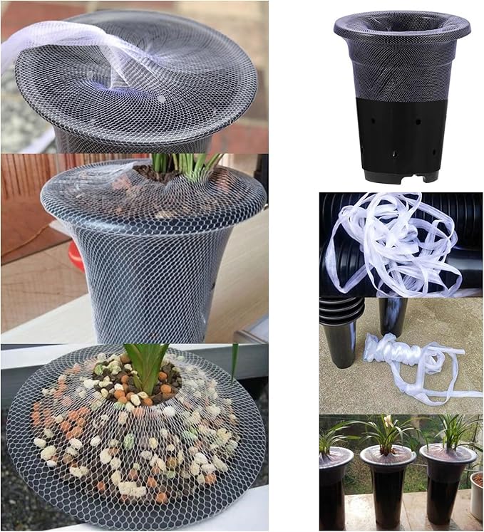 10 Meter Plant Pots Nettting Mesh Cover Elastic Sleeve Cat Barrier Protection Net Potting Mix Bark Keeper for Orchid Pot Flower Clay Ceramic Barrel Planters Bonsai Terracotta Succulents
