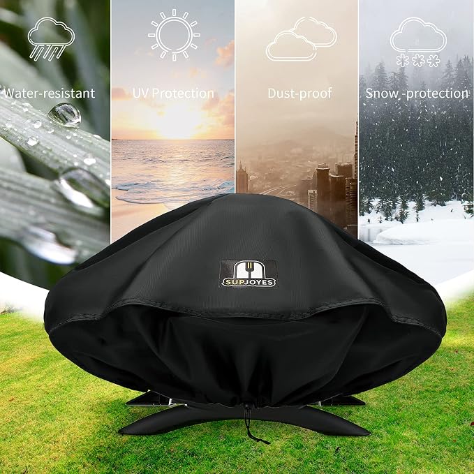 Grill Cover for Weber Q Series Grills, Portable BBQ Cover for Weber Q1200, Q1000 and Q100 Series