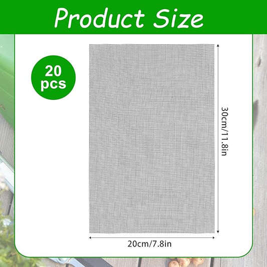 lasuroa 20pcs Flower Pot Hole Netting Mesh Pad, 30x20cm/11.8x7.8 Inch Bonsai Eye Mesh Drainage Screens Plant Pot Drainage Meshes Plant Accessories Kit Screen Meshes Preventing Substrate Leakage