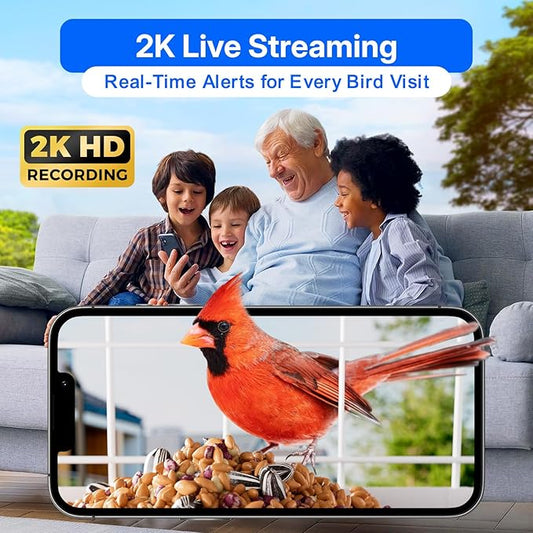 Titto Smart Bird Feeder with Camera, Outdoor Metal Bird Feeders with AI Identify Birds Species, 2K Live Stream & 5MP Photos, Removable Squirrel Proof Cage, Ideal Gift for Christmas, Green
