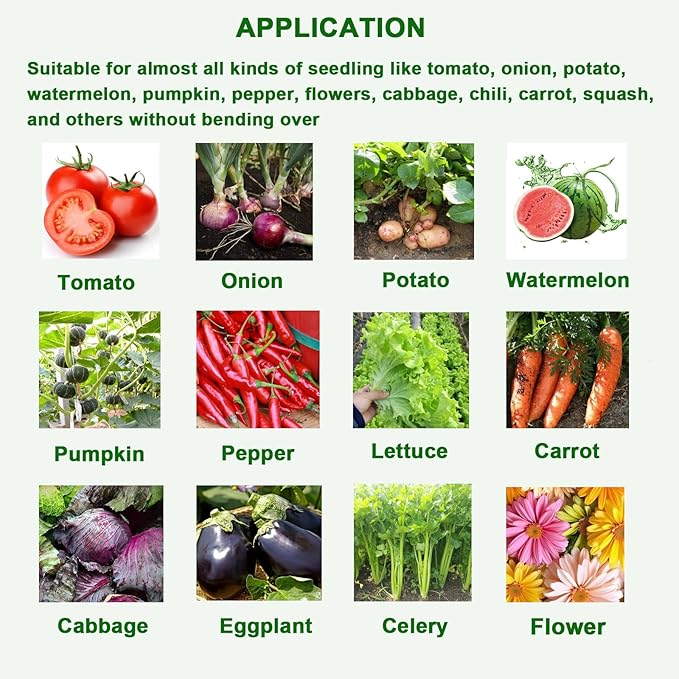 Seedling Transplanting Bulb Planter Tool Long Handle, Vegetable Young Plant Manual Plant Transplanter, Double Handle Stainless Steel Planting Garden Tools with Pedal for Garden, Greenhouse