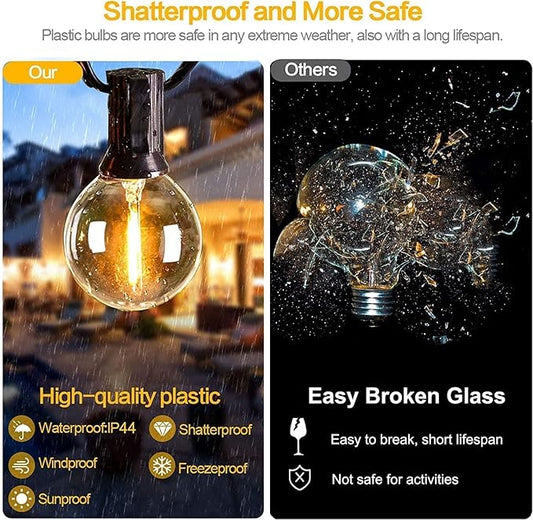Svater Outdoor String Lights 300 FT, Patio Lights Outside with 156 G40 Shatterproof LED Bulbs, Waterproof Hanging Globe Lighting for Bistro Backyard Cafe Market, Warm White 2700K๏ผ3 x 100 FT๏ผ