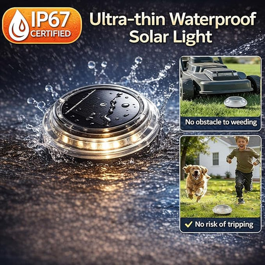 Solar Ground Lights 8 Pack Landscape Lighting 3000K Solar Lights Outdoor IP67 Waterproof Solar Garden Lights for House Patio Pathway Lawn Yard Deck Driveway Walkway Path Lighting (Warm White)