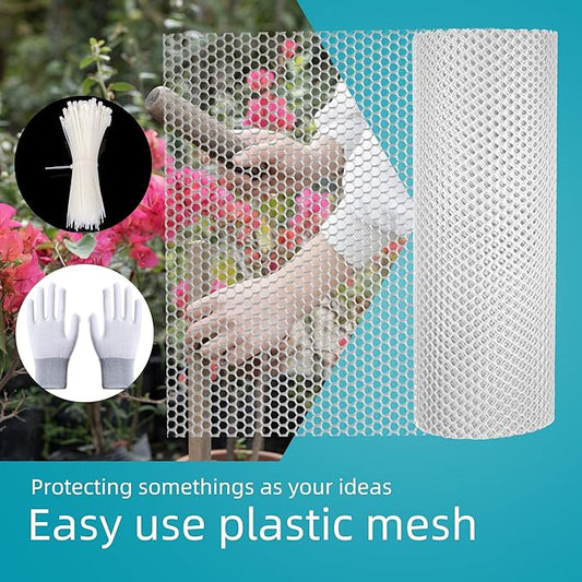 Pet & Garden Safeguard - 15.7IN x 32.8FT Roll - White Plastic Netting, Multi-Use Decorative Fencing for Poultry, Dogs, Rabbits,Chicken and Snake Barrier