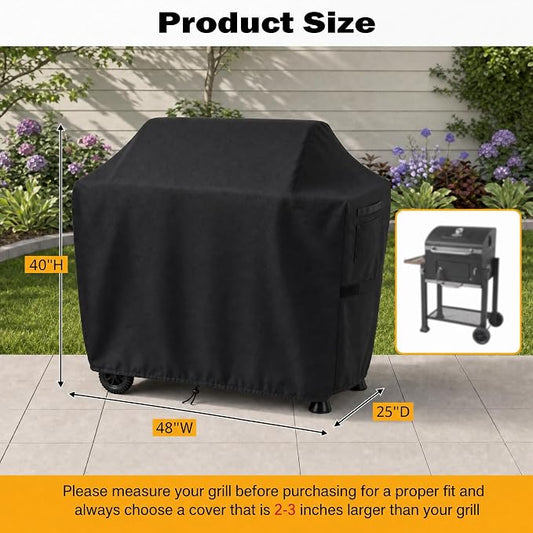 Grill Cover Compatible with Expert Grill Charcoal Grill with Wheels 24 Inch, Heavy Duty Waterproof All-Weather BBQ Cover, Fade Resistant & Tear Resistant Outdoor Protection (48" W x 25" D x 40" H)