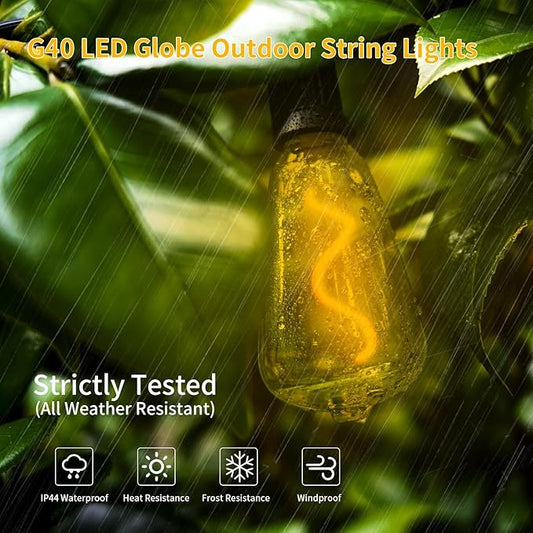 30FT LED Outdoor String Lights Waterproof, 2200K ST38 LED Globe Outdoor Lights for Patio with 16 Edison Vintage Shatterproof Bulbs, Connectable Backyard Lights for Garden, Bistro, Porch, Cafe