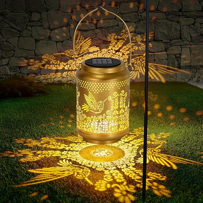 Hummingbird Solar Lanterns Outdoor Lights: Garden Decor Birthday Gifts for Women Mom Grandma Nana Aunt, Hanging Solar Lights Outdoor Waterproof Outside for Yard, Patio, Backyard, Porch