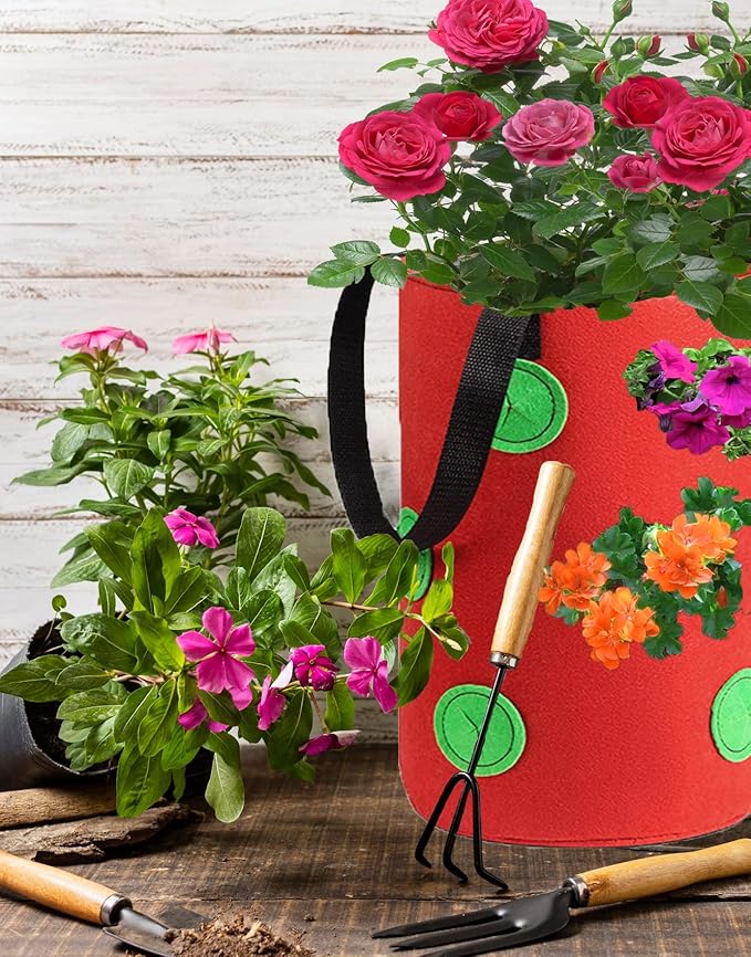 Miewslan 2 Packs Upside Down Planter, Garden Hanging Strawberry Tomato Grow Bag Potato Vegetable Planting Bag with Holes