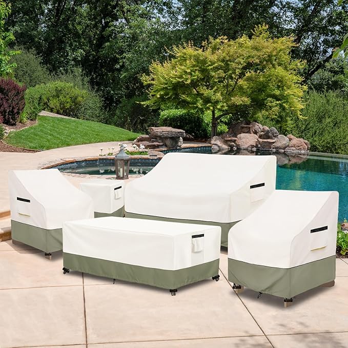 3-Seater Patio Sofa Cover,76 W x 32.5 D x 33 H Inches Outdoor Couch Cover,600D Heavy Duty Waterproof Outdoor Sofa Covers,Patio Furniture Covers,Beige