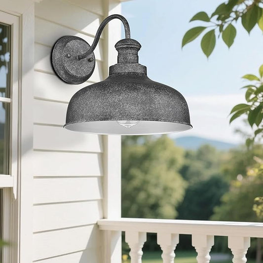 Outdoor Farmhouse Barn Light, Outside Wall Sconce, Weather Resistant Anti-Rust Farmhouse Exterior Wall Light, Outdoor Lantern Lamp for Porch, Garage, Patio, Entryway (Antique Black, 3 Pack)