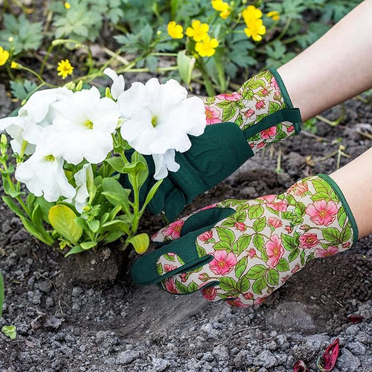 Pleneal Gardening Gloves for Women Men - Leather Garden Gloves Thorn Proof, Outdoor Protective Working Gloves for Weeding
