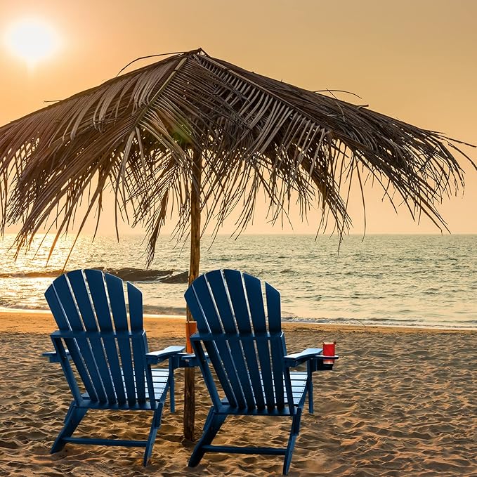 FUNBERRY Folding Adirondack Chair Set of 4, All Weather HDPE Fire Pit Chairs with Cup Holder for Outdoor