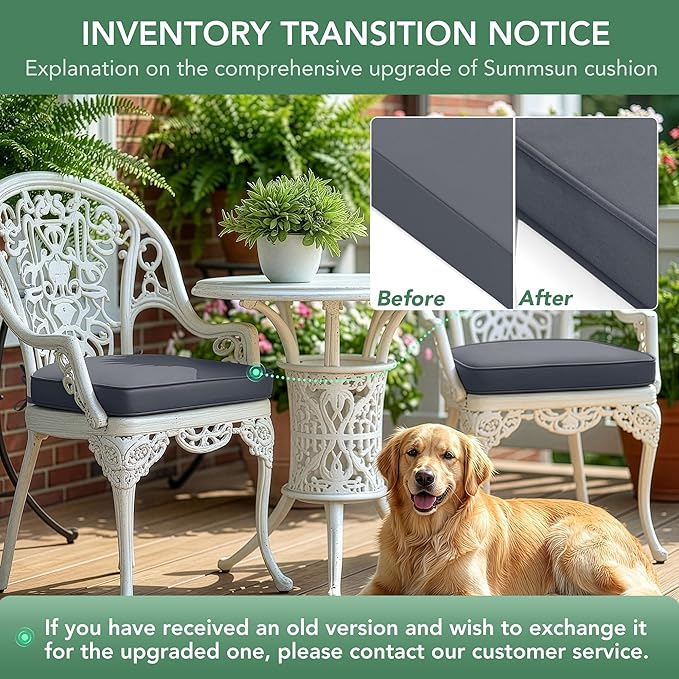 Outdoor Chair Cushions Set of 4: Waterproof & Fade Resistant Patio Furniture Cushions - 17 x 16 x 2 Inch Non Slip Round Corner Seat Cushion Pads with Removable Cover for Garden Yard Lawn, Dark Grey