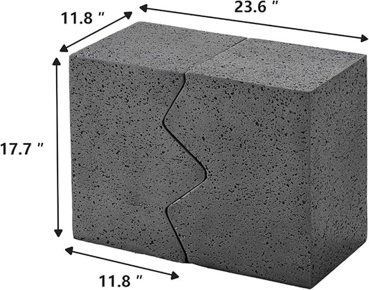 SUNBURY Concrete Side Table Set of 2, Outdoor Side Table Combine for Patio, Outdoor Accent Table Patio End Table in Spotted, Ceramic Garden Stool for Sunroom, Rectangular, Dark Grey