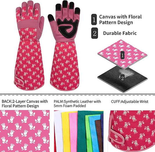 Long Gardening Garden Gloves,Thorn-proof&Puncture Resistance Rose Cactus Gauntlet Glove for Gardener,Gifts
