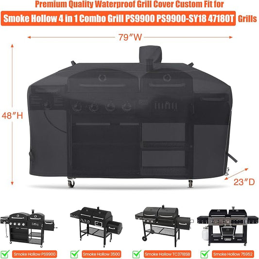 QuliMetal GC7000 Grill Cover for Smoke Hollow 4 in 1 Combo Grill PS9900, Pit Boss Memphis Ultimate Grill, PS9900-SY18 47180T, DG1100S, PB73952, 79 inch BBQ Grill Cover, All Weather Protection