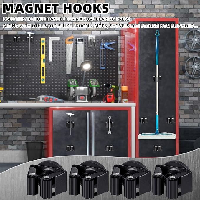 Vercraft 24 Pcs Magnetic Mop Broom Holder Movable Magnetic Broom Holder Rack, Anti Slip Wall Mounted Utility for Cleaning Tools, Garage, Kitchen, Laundry, Garden (Black)