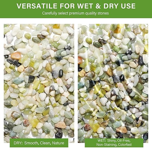 NUPICK 3 lbs Pebbles for Indoor Plants, 3/8 Inch Pea Gravel for Fish Tank, Polished Decorative Rocks for Succulent, Natural River Stones for Vases, Cactus, Landscaping, Bird Bath, Aquarium, Jade
