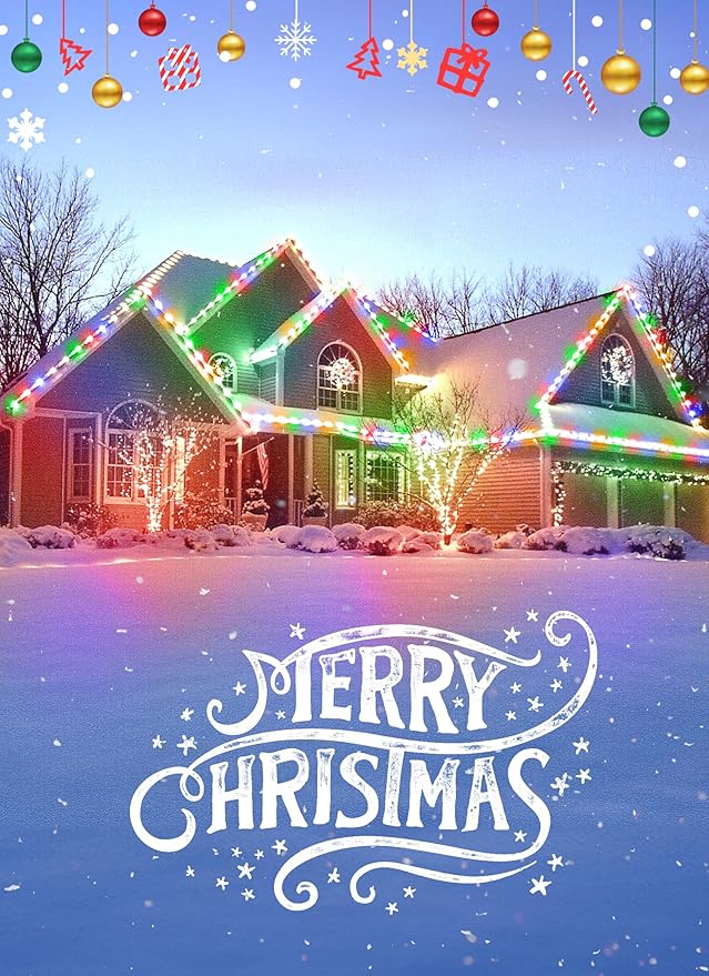 Multicolor C7 LED Christmas Lights Outdoor, 100FT Colorful Christmas String Lights with 100+4 Plastic Bulbs, Traditional Hanging Holiday Lights for Christmas Tree Patio Fence Roofline Xmas Decorations