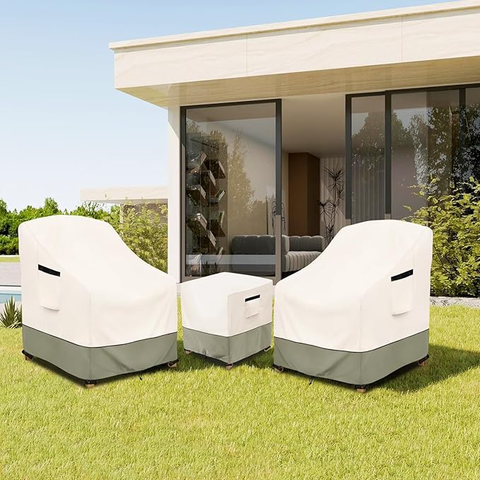 3-Piece Patio Furniture Covers Waterproof for Outdoor Bistro Set with Table & 2 Chair Covers, Heavy Duty 600D Outdoor Veranda Patio Garden Furniture Cover(Green)