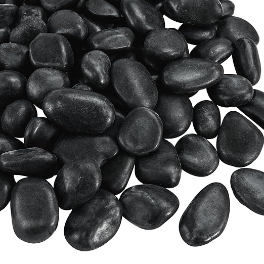 1-2 Inch Black Pebbles for Plants, 10 lbs River Rocks Decorative Black Stones, Ideal for Fish Tank, Vases, Crafting, Home Decor and Garden Landscaping Rocks
