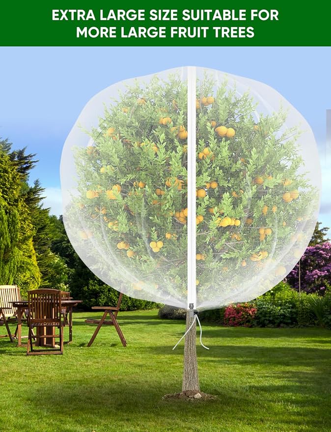 Fruit Tree Netting with Zipper - 2Pcs 8x5.3 Ft Garden Bird Netting for Blueberry Bushes with Drawstring,Insect Plant Protection Mesh Net Bags for Tomato,Flowers,Animals,Cherry (2, 5.3 x 8 FT)