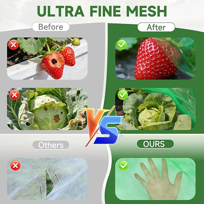 Garden Netting for Raised Beds 2 Pack, Raised Garden Bed Plant Netting Cover Mesh for Garden Protection, Rectangular Bird Netting Pest Barrier Screen Insect Net for Vegetables Fruits, 4x2x1ft, Green