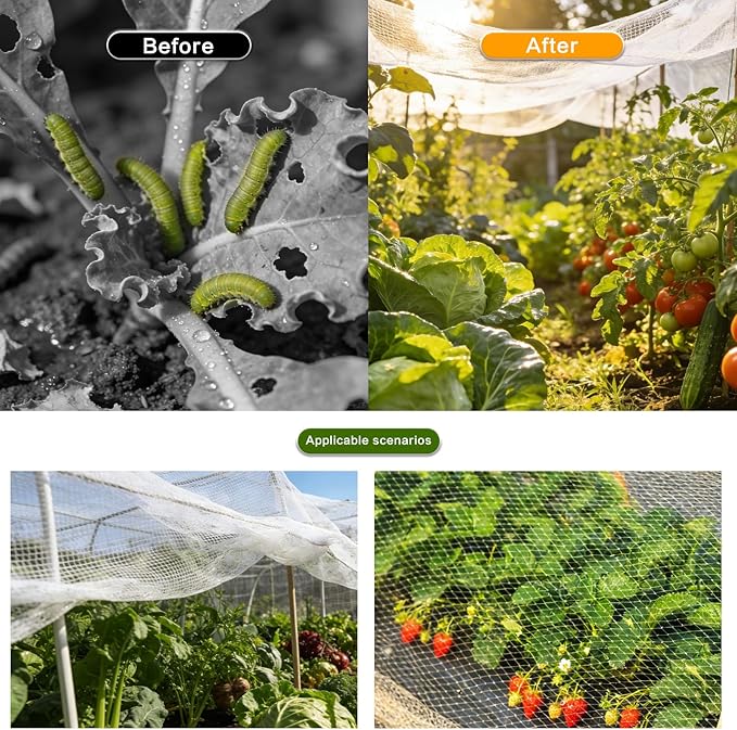 Garden Netting & Plant Netting, 8.2'x25' Fine Mesh Plant Protection Barrier, Garden Net Covers for Raised Beds, Mesh Fencing & Tree Net Bags, Protect Vegetables, Fruits, Plants & Flowers