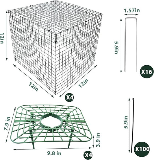 4 Sets Upgraded Strawberry Supports with Wire Plant Protectors from Animal 12x12Inch Sturdy Metal Wire Plant Cages Mesh Plant Cover and Strawberry Growing Racks Planting Stand for Garden Strawberry