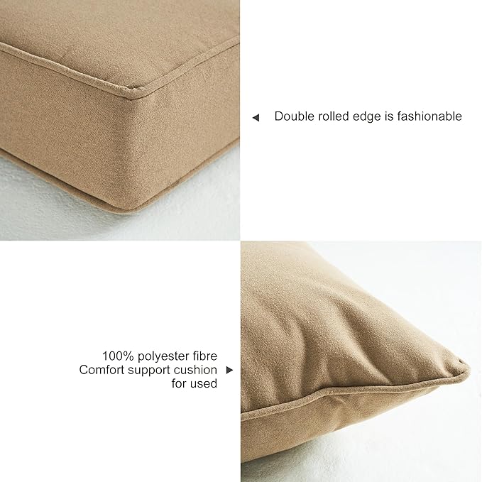 ARTPLAN Outdoor Deep Seating Cushions with Backrest Set, All-Weather Waterproof Patio Sofa Cushions for Sectionals, High-Resilience Foam Garden Furniture Cushion Cover,Apricot