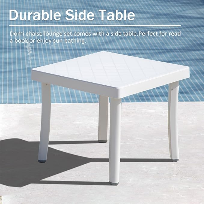 Domi Outdoor Chaise Lounge Chair, Aluminum Patio Lounge Chair with 5 Position Adjustable Backrest and Side Table, for Poolside, Beach, Yard(1 Orange Chair W/Table)