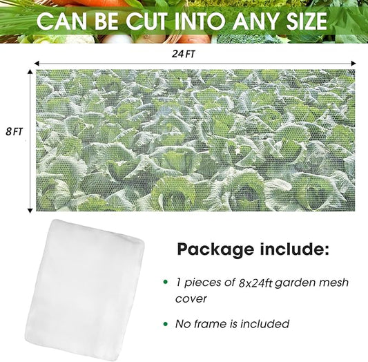 Unves 8'x24' Garden Netting, Mosquito Bird Netting for Garden Protection, Insect Plant Mosquito Net Covers for Vegetable Fruits from Birds Bugs