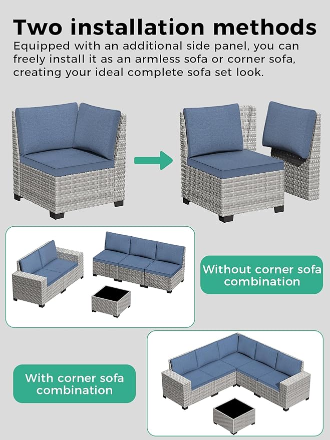 13 Piece Outdoor Wicker Rattan Sectional Sofa Set with Swivel Chairs & Fire Pit Table, 9-Seats with 4" Thickened Cushions & Coffee Table, All-Weather PE Rattan for Garden, Backyard, Porch, Blue