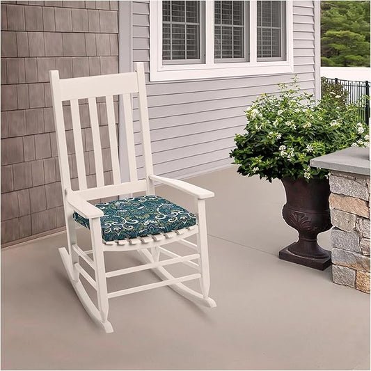 Arden Indoor/Outdoor Seat Or Rocking Chair Cushion, 19 x 18, Water Repellent, Rain Proof, Fade Resistant Cushion for Rocking Or Dining Chairs Sapphire Aurora Blue Damask