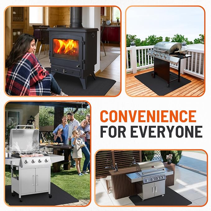 Under Grill Mats for Outdoor Grill (76 x 52 inch) Double-Sided Mat for Under Fire Pit Mat the Perfect Grill Matt for Outdoor Grill Deck Protector and BBQ Matt for Under Grill Mat for Deck