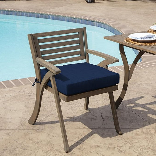 Arden Foam Outdoor Seat Cushions (4-Pack), 19 x 19, Premium High-Density Foam, Never Flattens, Weather-Proof for Outdoor Chairs Sapphire Blue Leala
