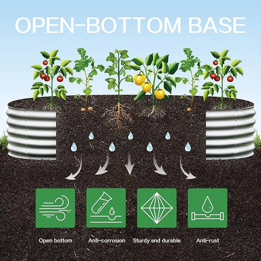 Gardmax Galvanized Raised Garden Bed, Lightweight Planter Boxes Outdoor with Easy Assembly, Large Garden Bed for Vegetables, Fruits, Flower Silver 8x2x1.5 FT