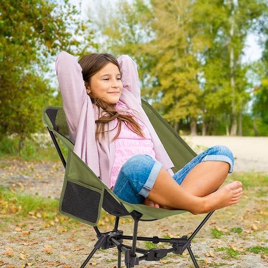 MOON LENCE Portable Camping Chair,Lightweight Backpacking Hiking Chairs,Compact,Foldable,with Anti-Sinking Large Feet for Beach,330 lbs Capacity (Green, Standard)