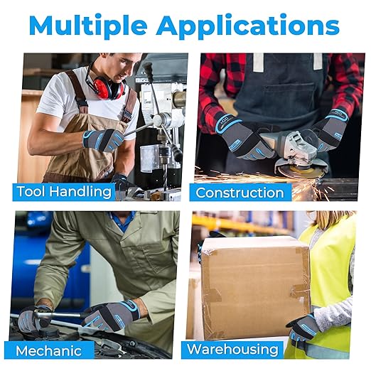 HANDLANDY Work Gloves Mens & Women, Utility Safety Mechanic Working Gloves Touch Screen, Flexible Breathable Yard Work Gloves (XS, Grey)