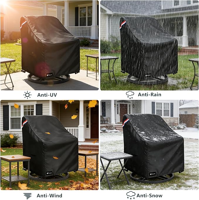 Outdoor Swivel Rocker Chair Cover 2 Pack,Waterproof Rocking Chair Covers, All-Weather Protection Outdoor Lawn Patio Furniture Covers for Patio Chair 32" W x 35" D x 32" H, Black