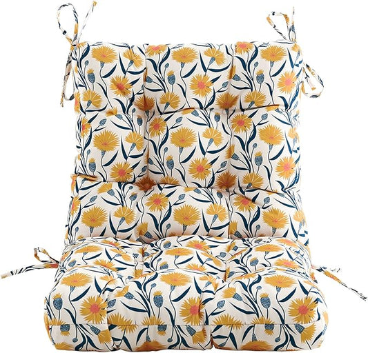 ARTPLAN Seat/Back Outdoor Chair Cushion,Set of 4 Patio Chair Cushion with Tie,Tufted Replacement for Patio Furniture,40x20x4 Inches,4 Count,Floral