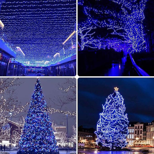 2 Pack 480 LED Solar Chrismas Lights Outdoor, 170 FT Super Long Solar String Lights for Outside with 8 Modes & Memory Function, Waterproof Twinkle Light for Xmas Tree Yard Party Decorations (Blue)