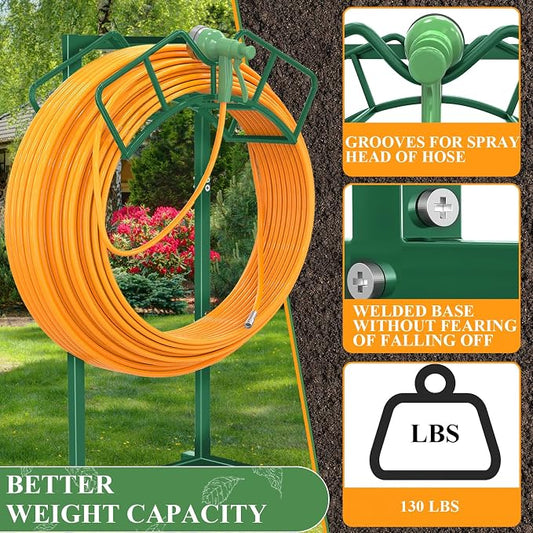 Qatsrin Super Stable Garden Hose Holder, Detachable Water Hose Holders Hose Storage Hold 160-Feet Hose, Water Hose Holder for Outside, Yard, Lawn, Farm (Green)