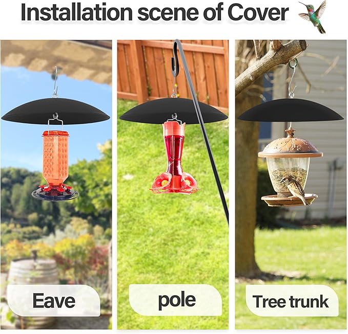 13" Bird Feeder Dome, Hummingbird Feeder Rain Guard, Bird Feeder Cover,Baffle for Bird Feeder Pole,Smart Birds Feeder's Umbrella(Brown),2 Pack