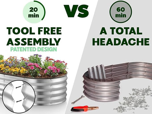 Plant & Plot Galvanized Raised Garden Beds Outdoor // 6×3×1 ft (2-Pack) Planter Raised Beds for Gardening, Vegetables, Flowers // Large Metal Garden Box // Patented Tool-Free Design (Silver)