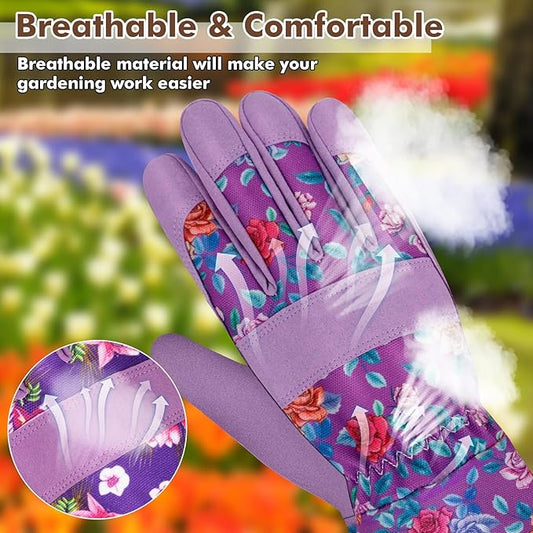 Long Gardening Gloves for Women Thorn Proof Leather Garden Gloves Breathable Working Gloves for Women Yard Outdoor